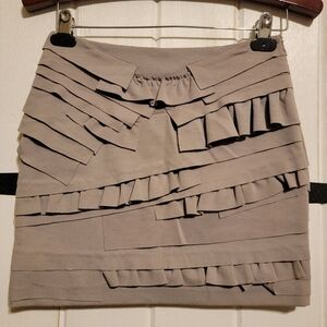Renn Womens Skirt Mini Beige Ruffle Size XS